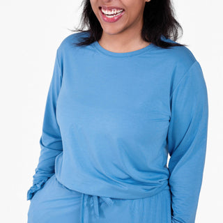 Steel Blue | Adult Bamboo Long Sleeve Top