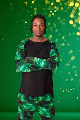 Green Galaxy Elixir | Adult Bamboo Long Sleeve Raglan Top