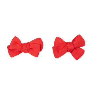 Apple Red | Baby Bamboo Clip on Bow Set