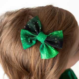 Green Galaxy Elixir | Bamboo Small Clip on Bow