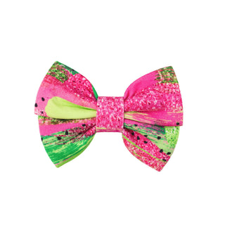 Watermelon Glitter | Bamboo Small Clip on Bow