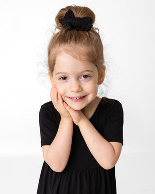 Black | Toddler Bamboo Clip on Bow