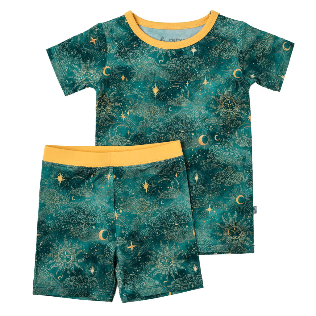 Girl's Print Bamboo Short Sleeve Kimono Pajama Set - Baby Rose Tie Dye