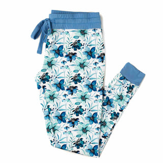 Azure Petals | Women's Bamboo Jogger Pajama Pants