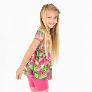 Watermelon Glitter | Bamboo Toddler & Girls Peplum Top & Shorts Set