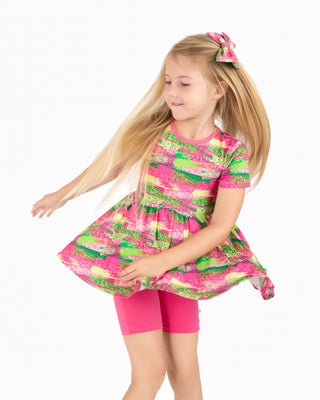 Watermelon Glitter | Bamboo Toddler & Girls Peplum Top & Shorts Set