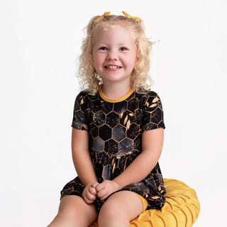 Midnight Honey | Bamboo Toddler & Girls Peplum Top & Shorts Set