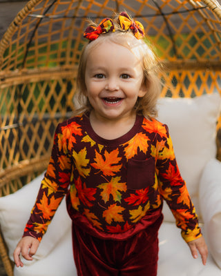 Autumn Leaves | Bamboo Pigtail Clip on Bow Set