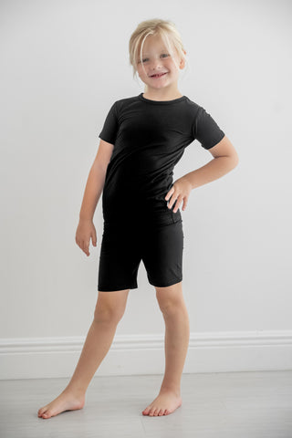 Black | Two-Piece Bamboo Short Sleeve Toddler & Kids Set