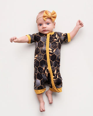 Midnight Honey | Bamboo Shorty Zipper Romper - Baby, Infant & Toddler