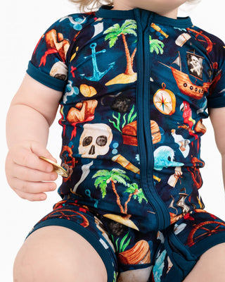 Ahoy Matey | Bamboo Shorty Zipper Romper - Baby, Infant & Toddler