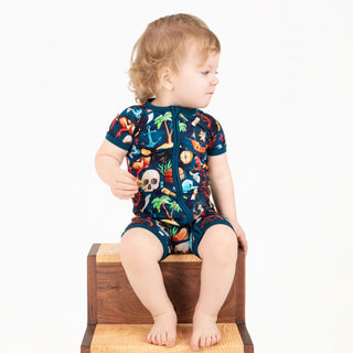 Ahoy Matey | Bamboo Shorty Zipper Romper - Baby, Infant & Toddler