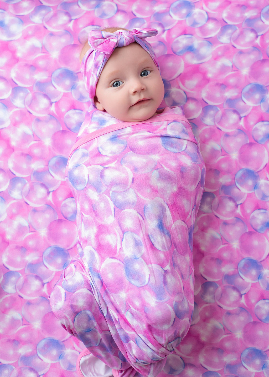 FIRST BABY - Bubbles Swaddle Blanket - Pink main image 0