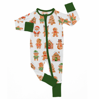 *PRE-SALE* Holiday Gingerbread | Convertible Bamboo Zipper Baby Pajamas *EST SHIP EARLY NOV*