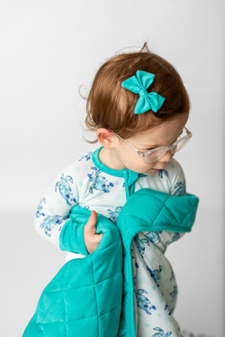 Turquoise | Baby Bamboo Clip on Bow Set