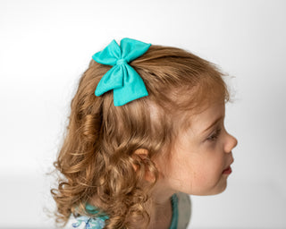 Turquoise | Toddler Bamboo Clip on Bow