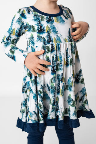 Winter Trees | Toddler & Girls Bamboo Ruffle Twirl Dress