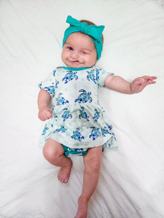 Sea of Turtles | Baby & Toddler Bamboo Bodysuit Dress