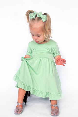 Bamboo Toddler Dress for Girls, Children & Kids | Jade Green 5/6 Bamboo Toddler Dress for Girls, Children & Kids | Jade Green 5/6