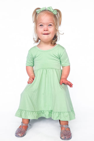 Bamboo Toddler Dress for Girls, Children & Kids | Jade Green Little Popp Crew Bamboo Toddler Dress for Girls, Children & Kids | Jade Green Little Popp Crew