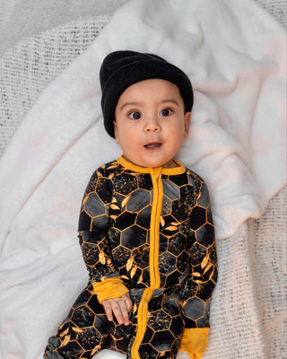 Midnight Honey | Convertible Bamboo Zipper Baby Pajamas