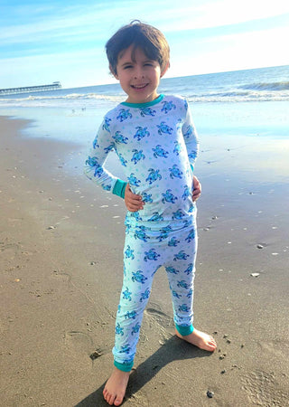 Sea of Turtles | Two-Piece Bamboo Long Sleeve Toddler & Kids Pajamas