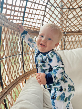Winter Trees | Convertible Bamboo Zipper Baby Pajamas