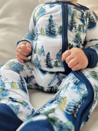 Winter Trees | Convertible Bamboo Zipper Baby Pajamas