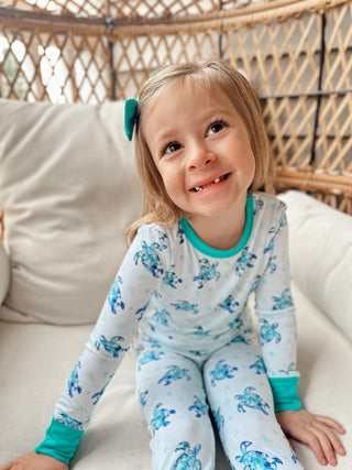 Sea of Turtles | Two-Piece Bamboo Long Sleeve Toddler & Kids Pajamas