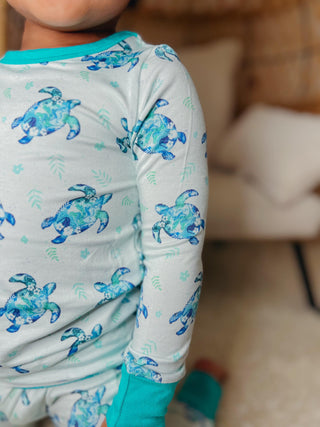 Sea of Turtles | Two-Piece Bamboo Long Sleeve Toddler & Kids Pajamas