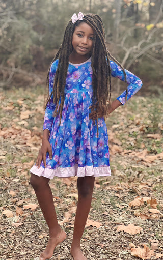 Dreamy Blooms | Toddler & Girls Bamboo Ruffle Twirl Dress