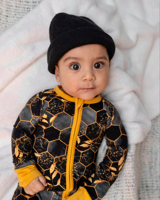 Midnight Honey | Convertible Bamboo Zipper Baby Pajamas