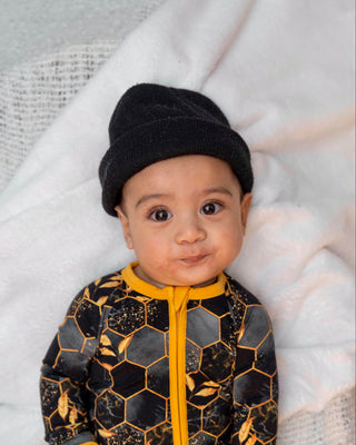 Midnight Honey | Convertible Bamboo Zipper Baby Pajamas