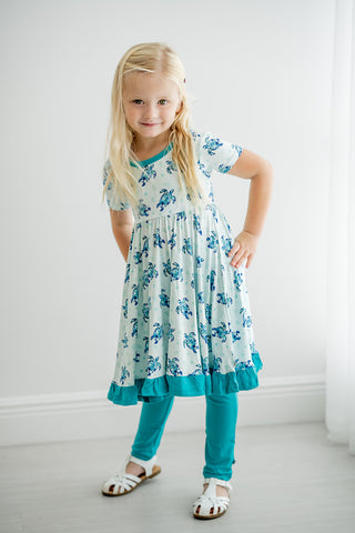 Sea of Turtles | Toddler & Girls Bamboo Ruffle Twirl Dress