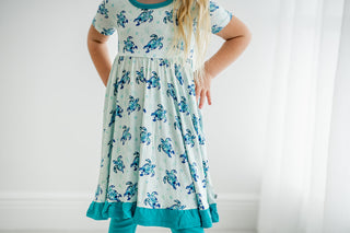 Sea of Turtles | Toddler & Girls Bamboo Ruffle Twirl Dress