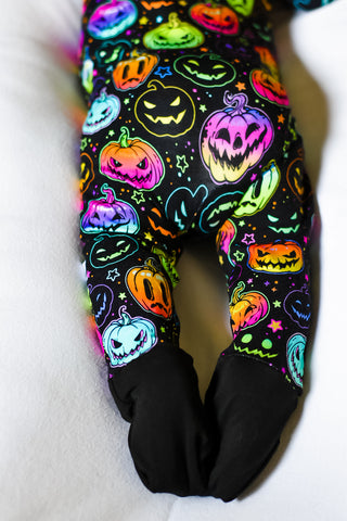 Halloween Pumpkins | Convertible Bamboo Zipper Baby Pajamas