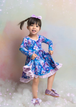 Dreamy Blooms | Toddler & Girls Bamboo Ruffle Twirl Dress