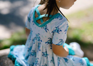Sea of Turtles | Toddler & Girls Bamboo Ruffle Twirl Dress