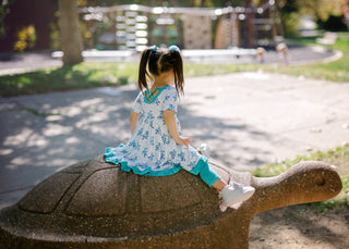 Sea of Turtles | Toddler & Girls Bamboo Ruffle Twirl Dress