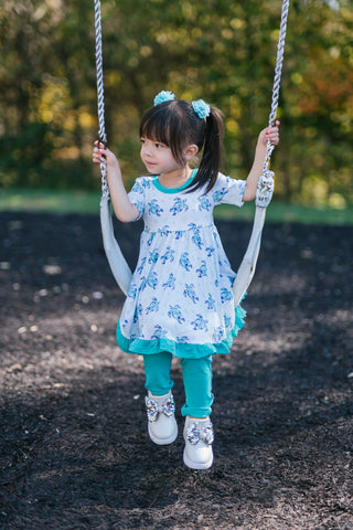 Sea of Turtles | Toddler & Girls Bamboo Ruffle Twirl Dress