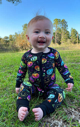 Halloween Pumpkins | Convertible Bamboo Zipper Baby Pajamas