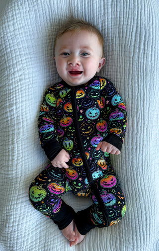 Halloween Pumpkins | Convertible Bamboo Zipper Baby Pajamas