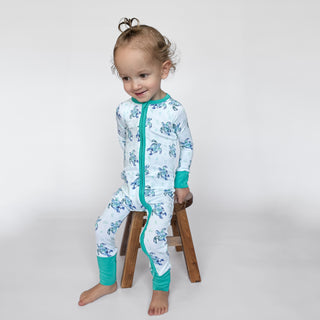 Sea of Turtles | Convertible Bamboo Zipper Baby Pajamas