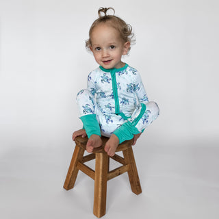 Sea of Turtles | Convertible Bamboo Zipper Baby Pajamas