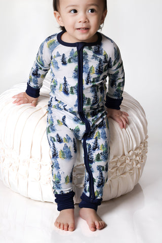 Winter Trees | Convertible Bamboo Zipper Baby Pajamas