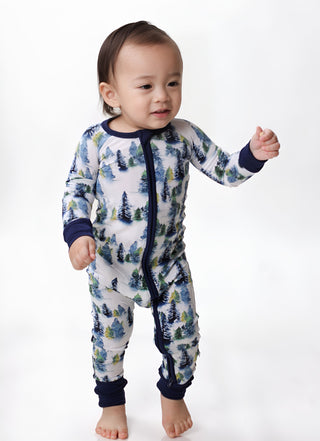 Winter Trees | Convertible Bamboo Zipper Baby Pajamas