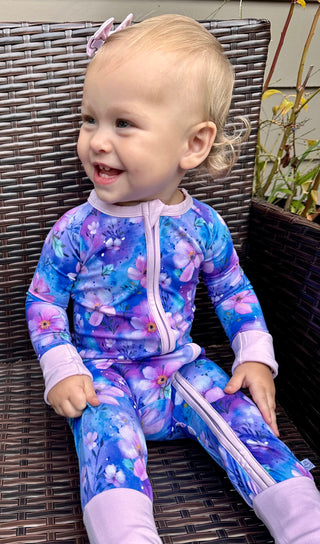 Dreamy Blooms | Convertible Bamboo Zipper Baby Pajamas