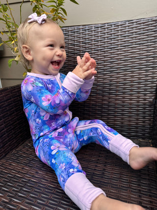 Dreamy Blooms | Convertible Bamboo Zipper Baby Pajamas