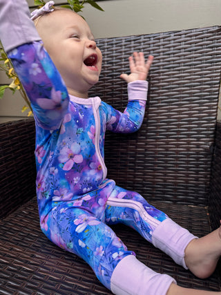 Dreamy Blooms | Convertible Bamboo Zipper Baby Pajamas