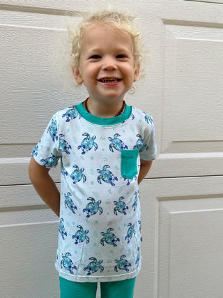 Sea of Turtles | Bamboo Toddler & Kids Pocket T-Shirt